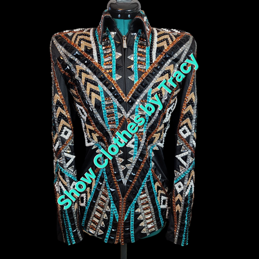 A XS Amber, Teal, & black showmanship jacket