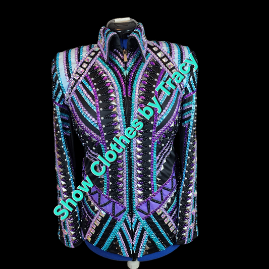 A Medium purple, teal, turquoise showmanship jacket