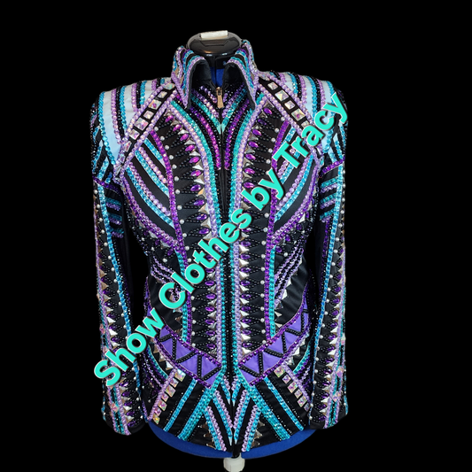 CUSTOM purple, teal, turquoise showmanship jacket