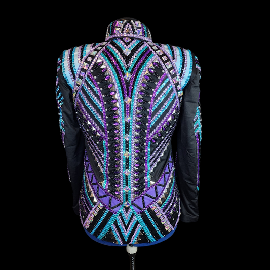 CUSTOM purple, teal, turquoise showmanship jacket
