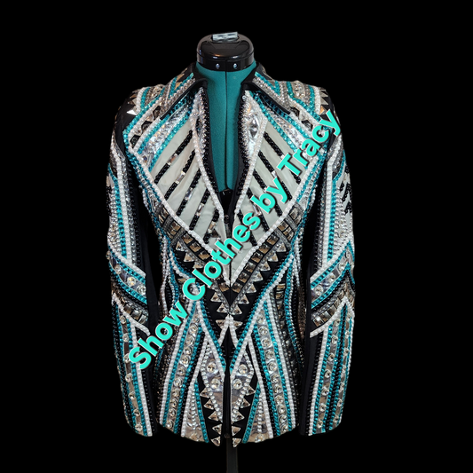 CUSTOM ORDER Teal & grey showmanship jacket