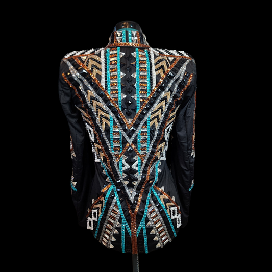 A XS Amber, Teal, & black showmanship jacket