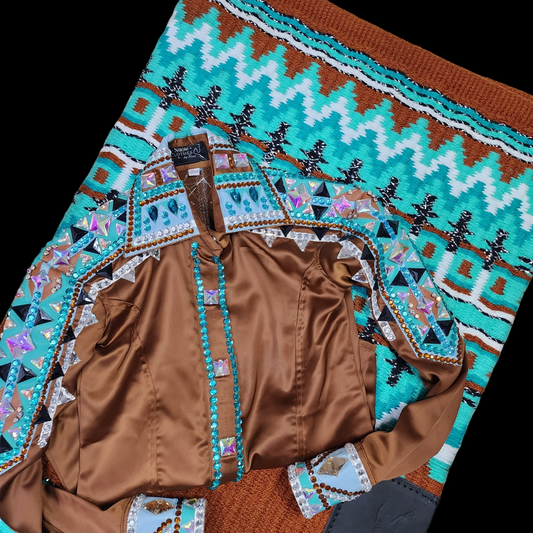 D Youth Med/Lg Camel & teal day shirt