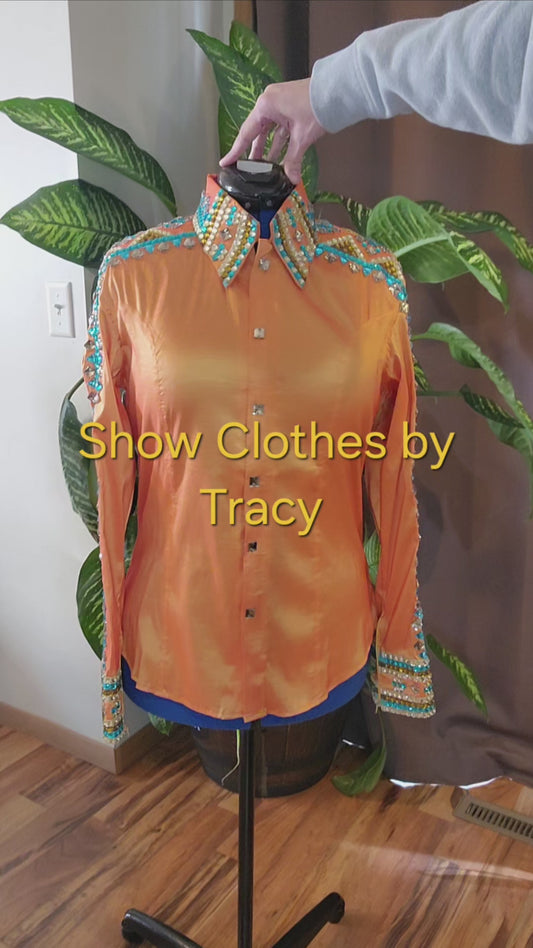 A Large Orange stretch taffeta day shirt