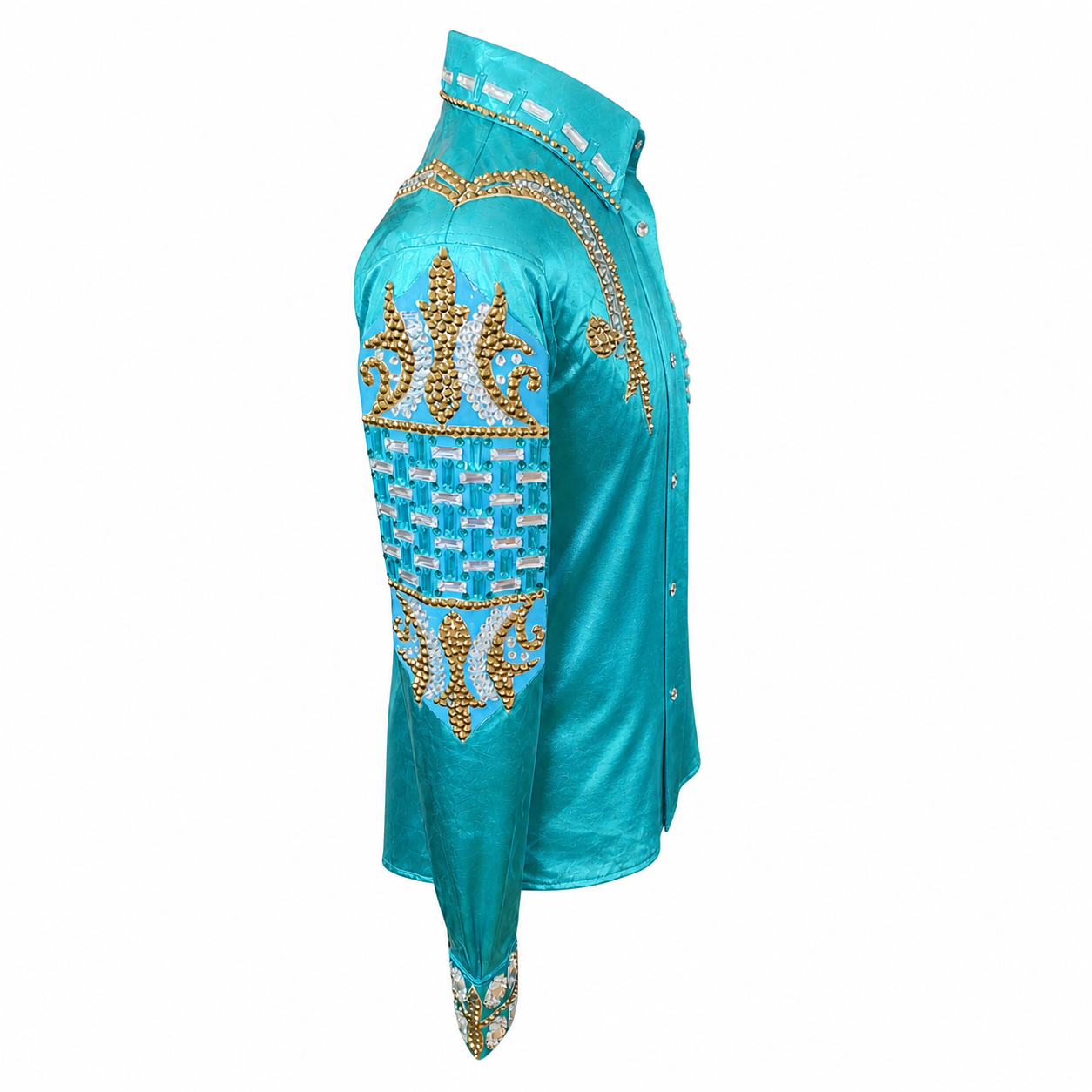 Small Turquoise metallic stretch day shirt