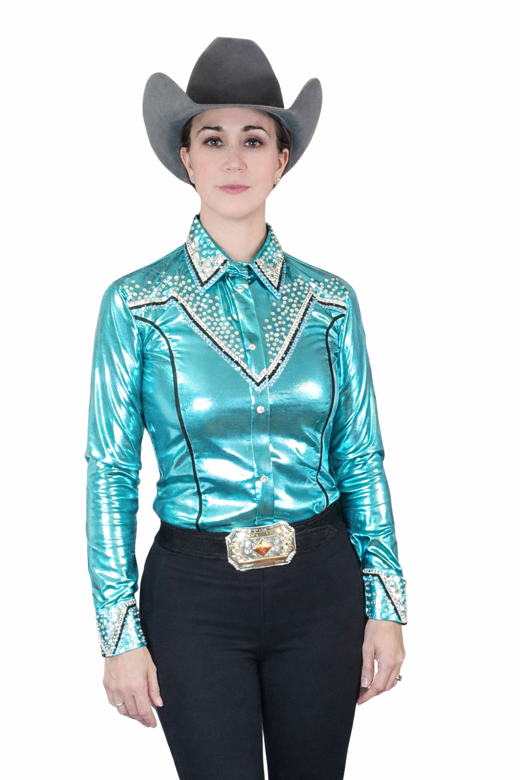 XL Turquoise Metallic stretch day shirt