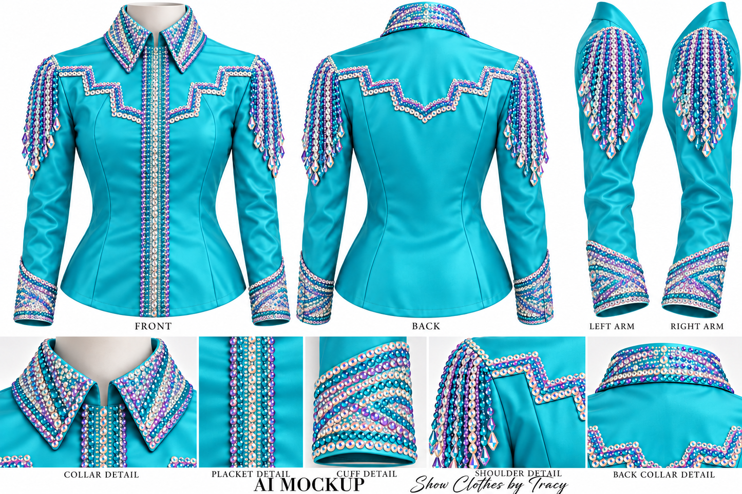 CUSTOM ORDER Youth Turquoise & fringe day shirt