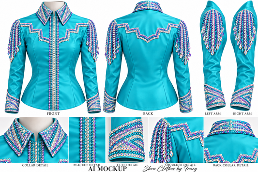 CUSTOM ORDER Youth Turquoise & fringe day shirt