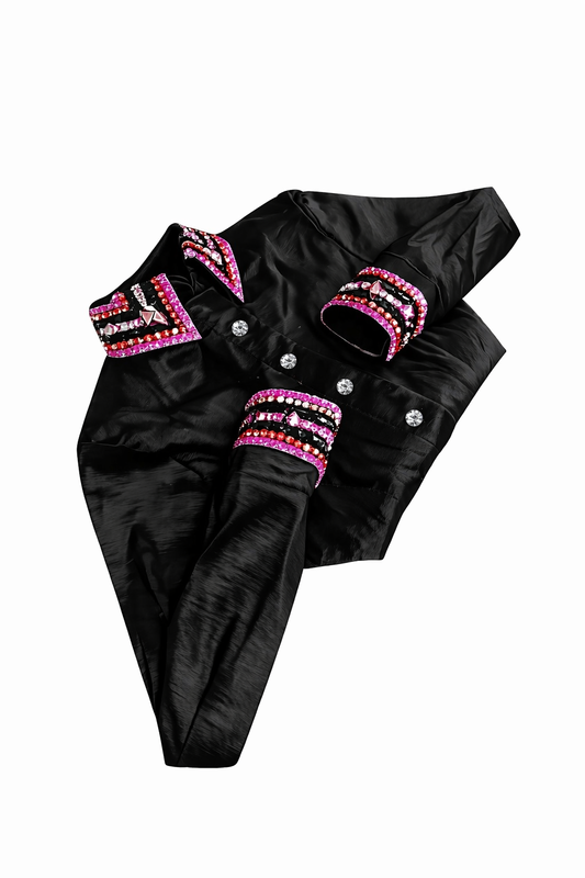 CUSTOM ORDER Black taffeta day shirt
