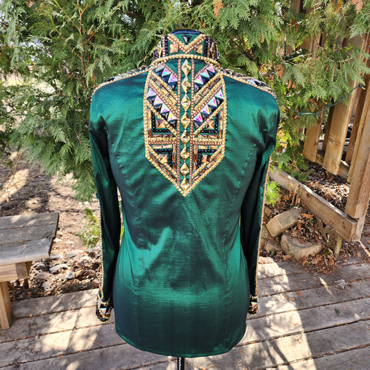 CUSTOM ORDER Green stretch taffeta day shirt