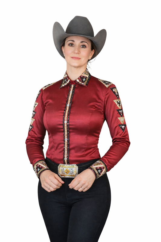 Large Burgundy stretch taffeta day shirt