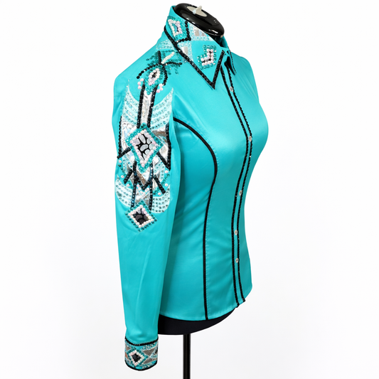 Medium Teal taffeta day shirt