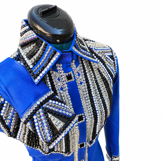 CUSTOM ORDER Royal blue taffeta day shirt