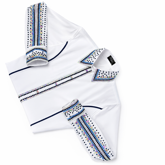 CUSTOM ORDER White, navy, & baby blue day shirt