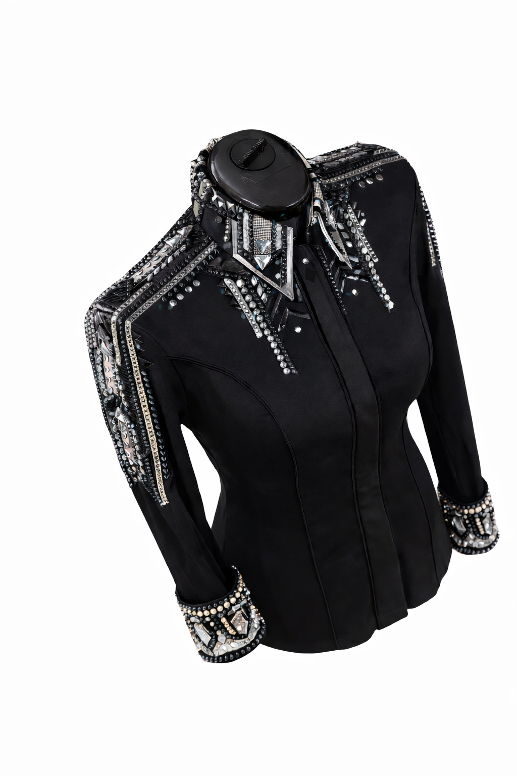 CUSTOM ORDER Black stretch taffeta day shirt