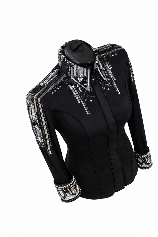 CUSTOM ORDER Black stretch taffeta day shirt