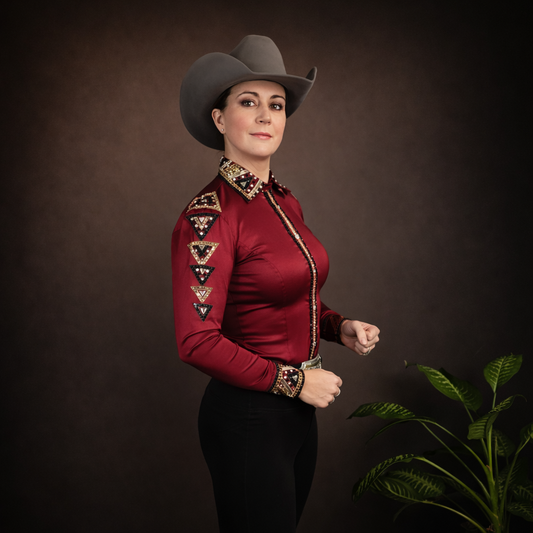 Large Burgundy stretch taffeta day shirt