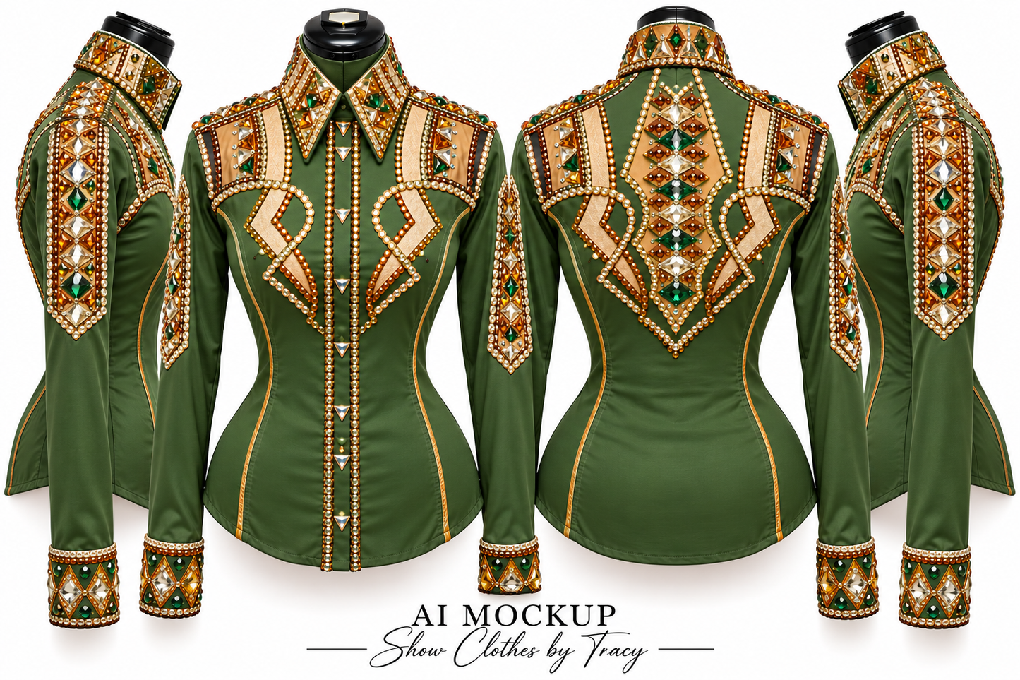 CUSTOM ORDER Olive & Camel stretch taffeta day shirt