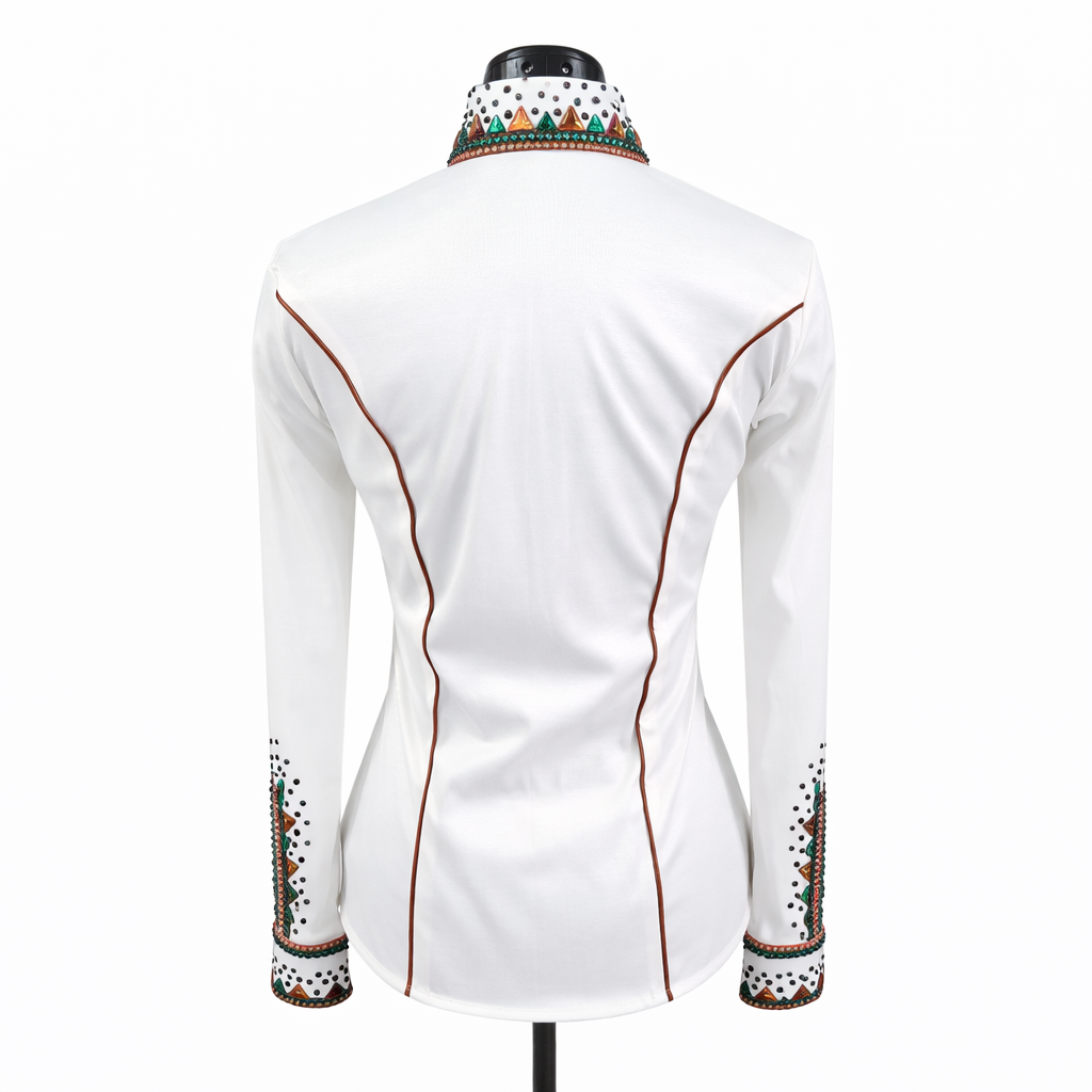 Xs/Small White &Green stretch taffeta day shirt
