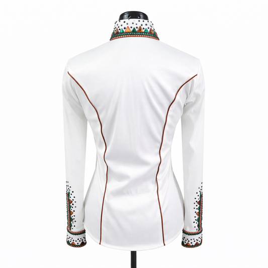 Xs/Small White &Green stretch taffeta day shirt