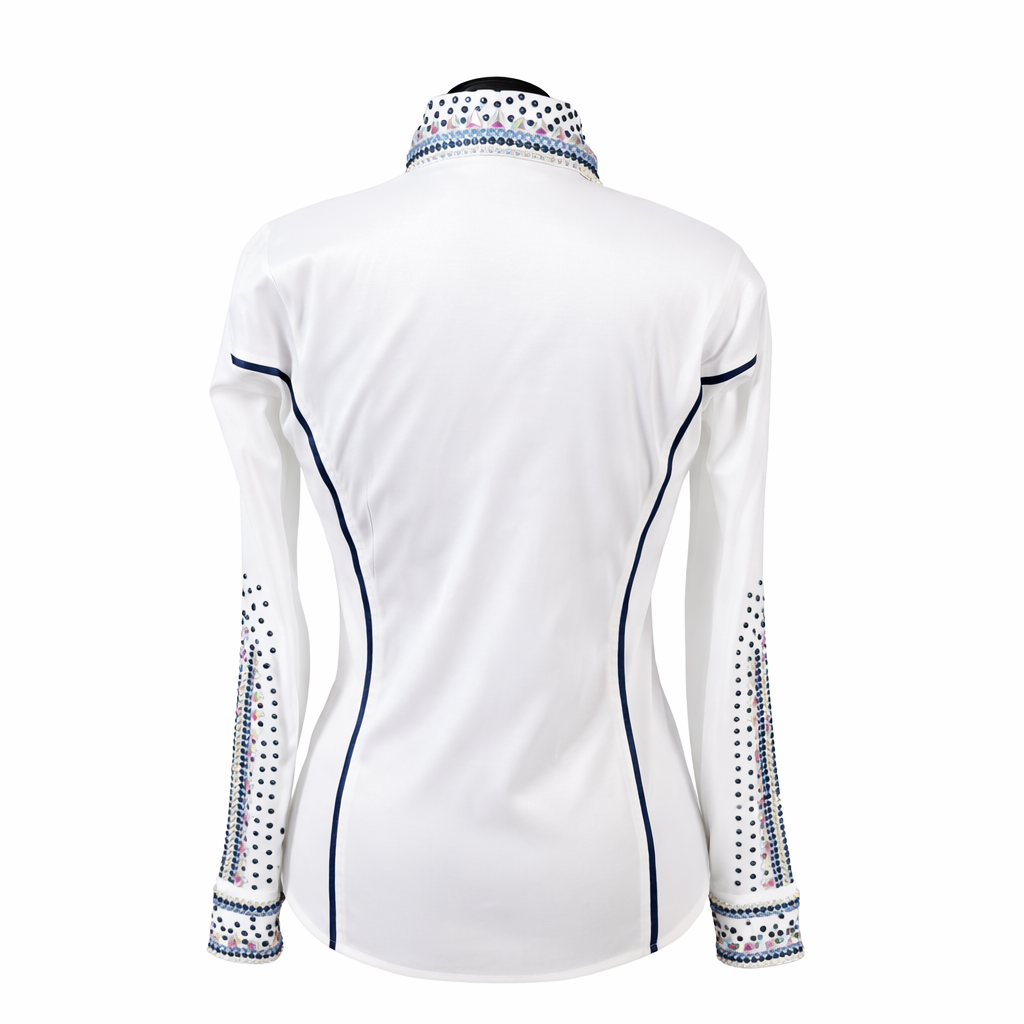 CUSTOM ORDER White, navy, & baby blue day shirt