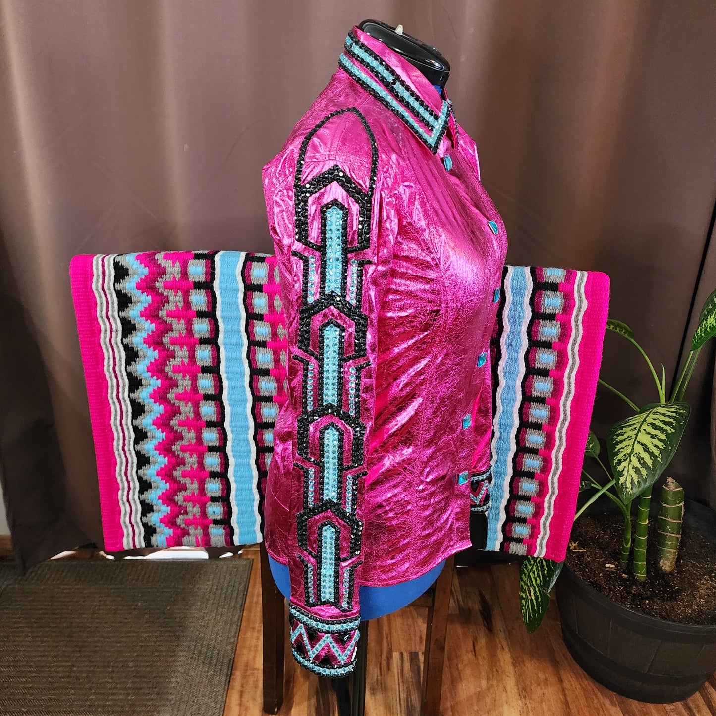 Medium Metallic Fuchsia stretch day shirt