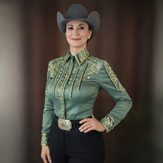 CUSTOM ORDER Olive taffeta day shirt