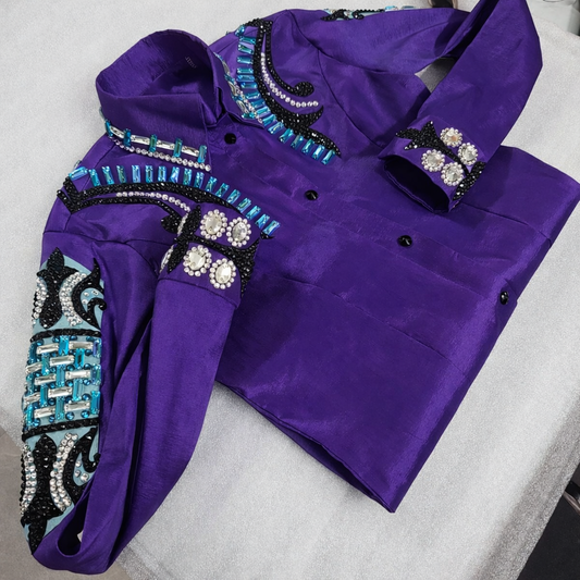 CUSTOM ORDER Purple stretch taffeta day shirt