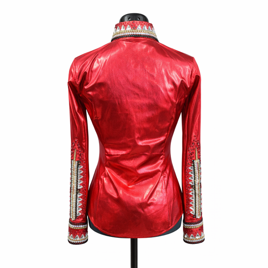 Small Metallic Red stretch day shirt