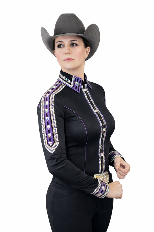 Large Black stretch taffeta day shirt