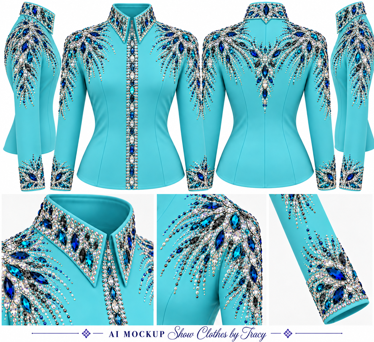 CUSTOM ORDER Electric Blue stretch taffeta day shirt