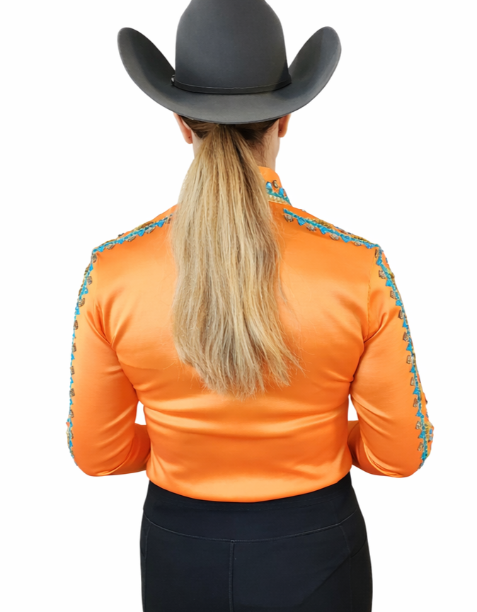 Large Orange stretch taffeta day shirt