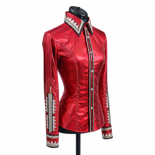 Small Metallic Red stretch day shirt