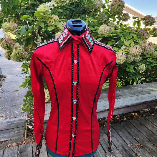CUSTOM ORDER Red hidden zip day shirt