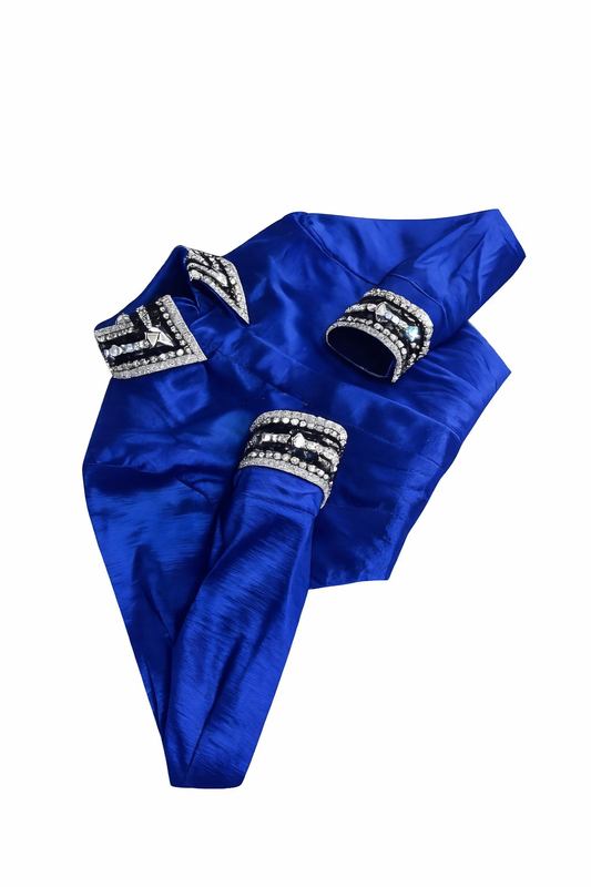 CUSTOM ORDER Royal blue stretch taffeta day shirt