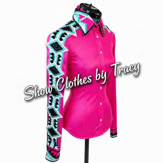XS Fuchsia stretch taffeta day shirt