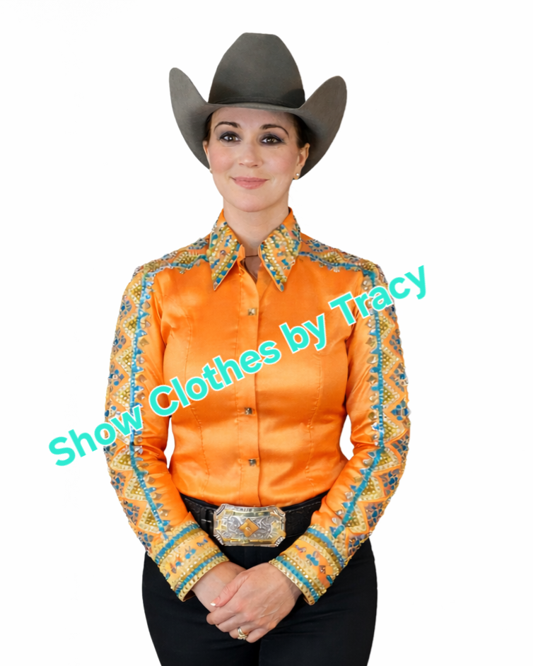 Large Orange stretch taffeta day shirt