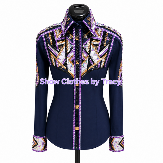 Small Navy stretch taffeta day shirt