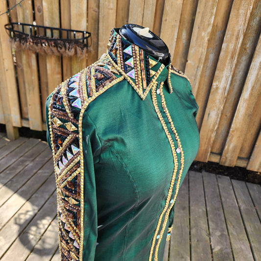 CUSTOM ORDER Green stretch taffeta day shirt