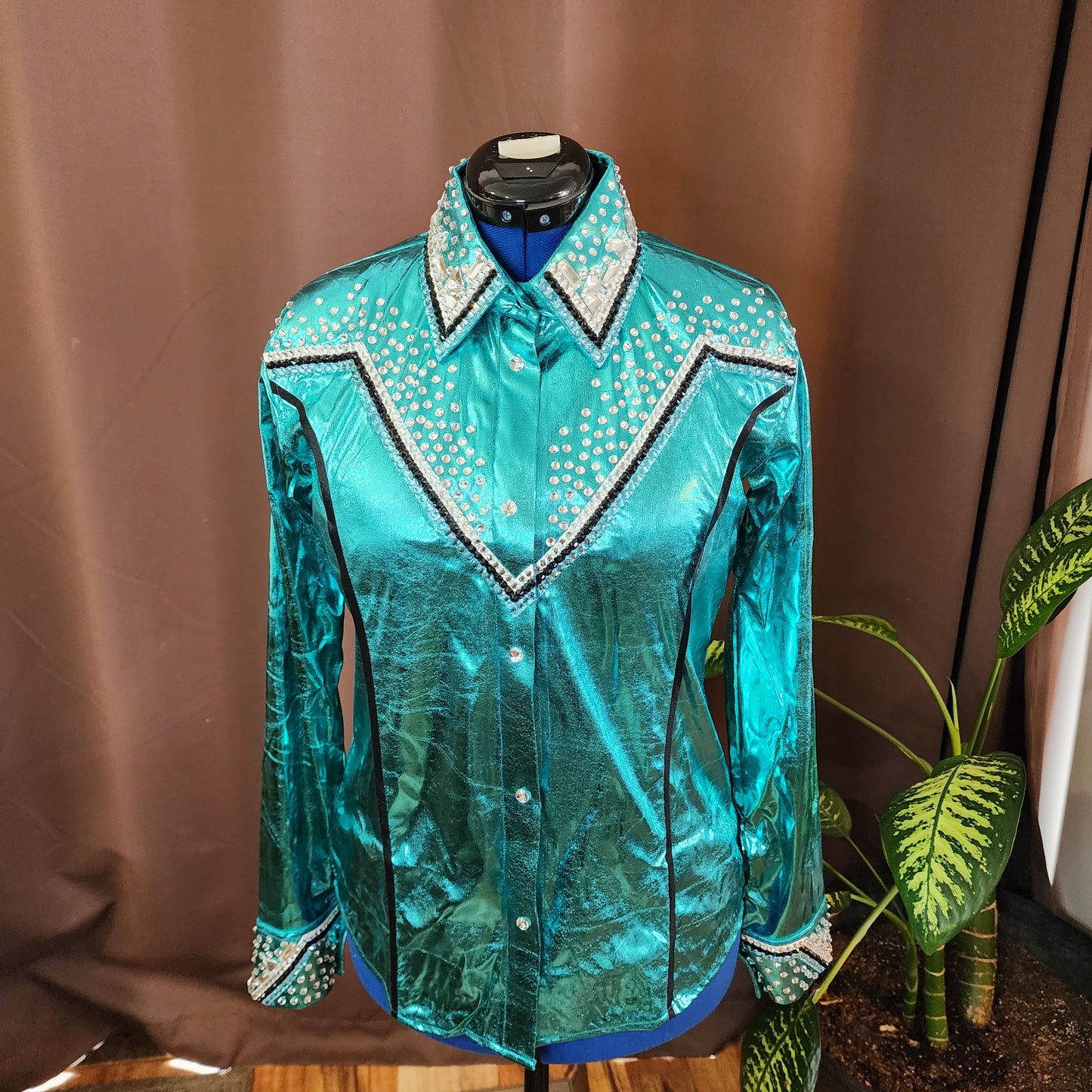 XL Turquoise Metallic stretch day shirt