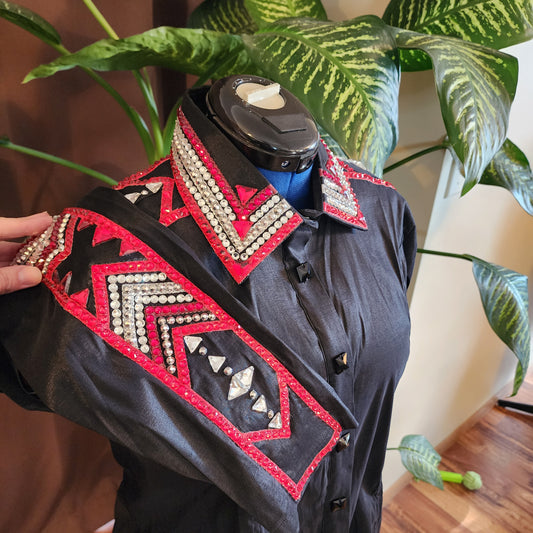 D 3XL Black & Red taffeta day shirt