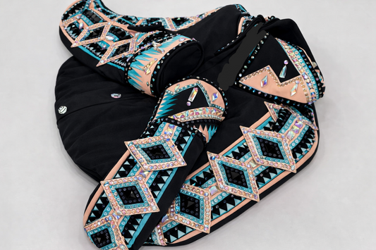CUSTOM ORDER Black with Peach & Turquoise day shirt