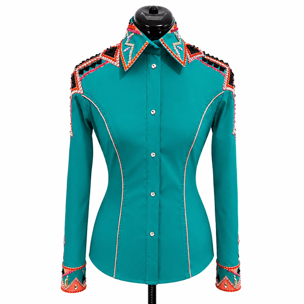 XS/Sm Teal stretch taffeta day shirt
