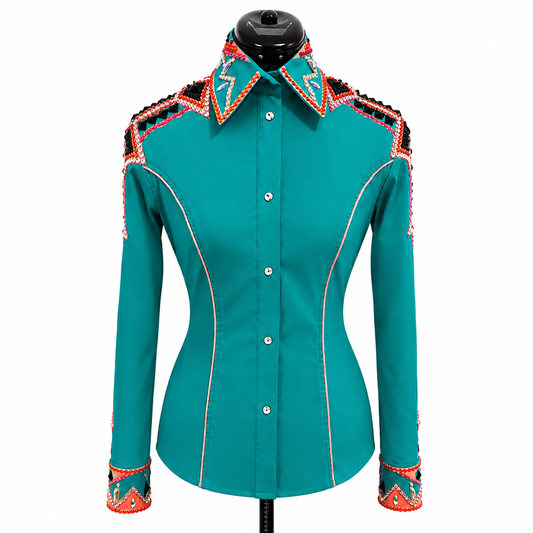 XS/Sm Teal stretch taffeta day shirt