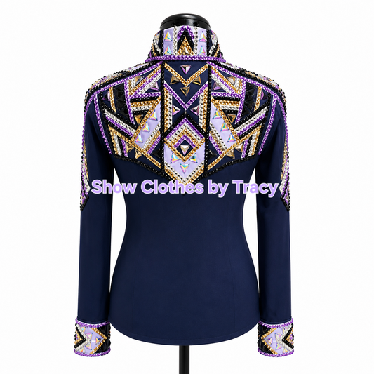 Small Navy stretch taffeta day shirt