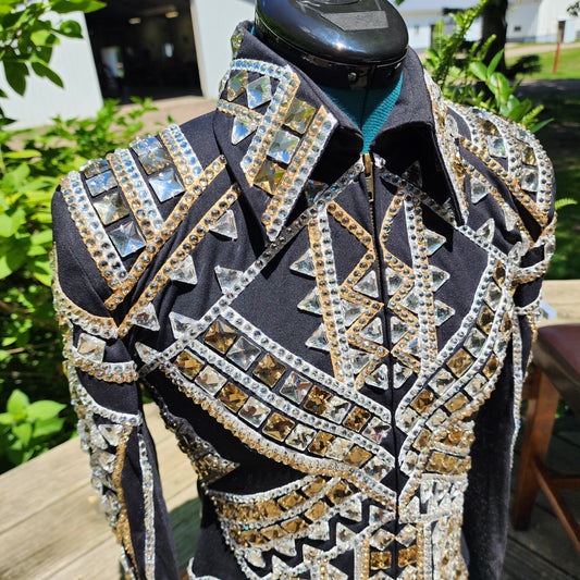Youth XL/XS Black & gold showmanship jacket