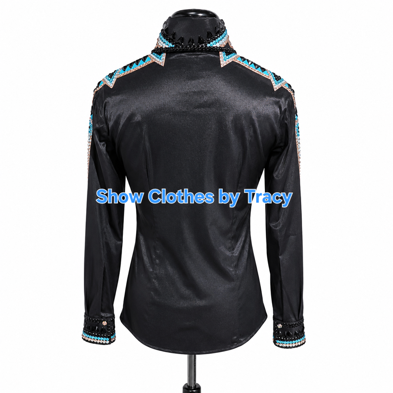 CUSTOM ORDER Black with Peach & Turquoise day shirt