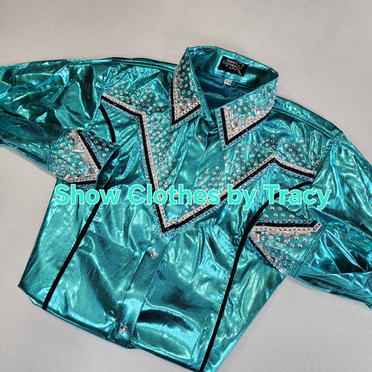 XL Turquoise Metallic stretch day shirt
