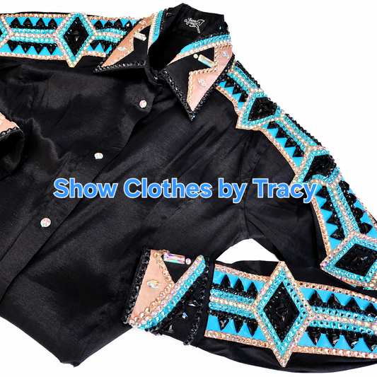 Small Black stretch taffeta day shirt