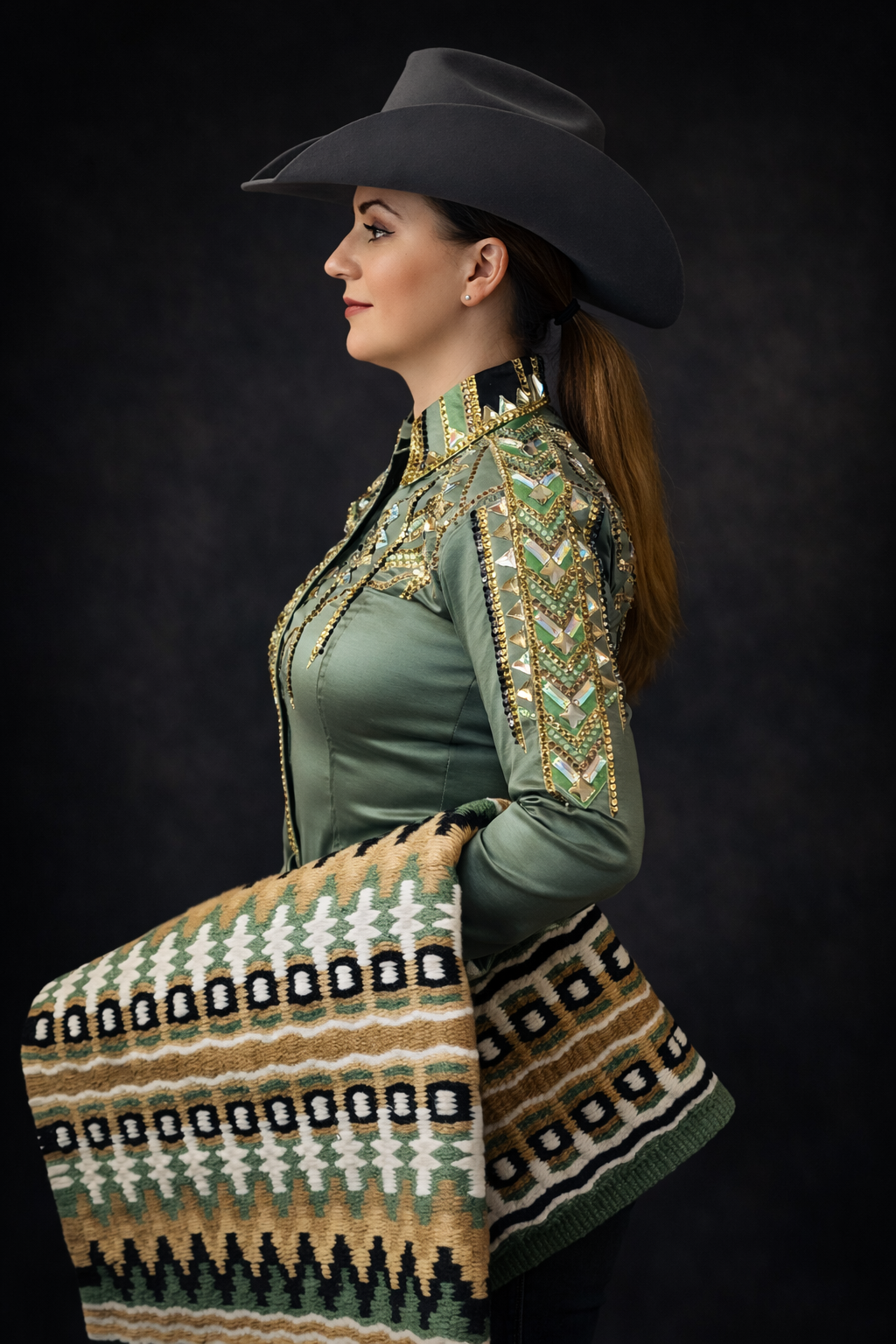 CUSTOM ORDER Olive taffeta day shirt